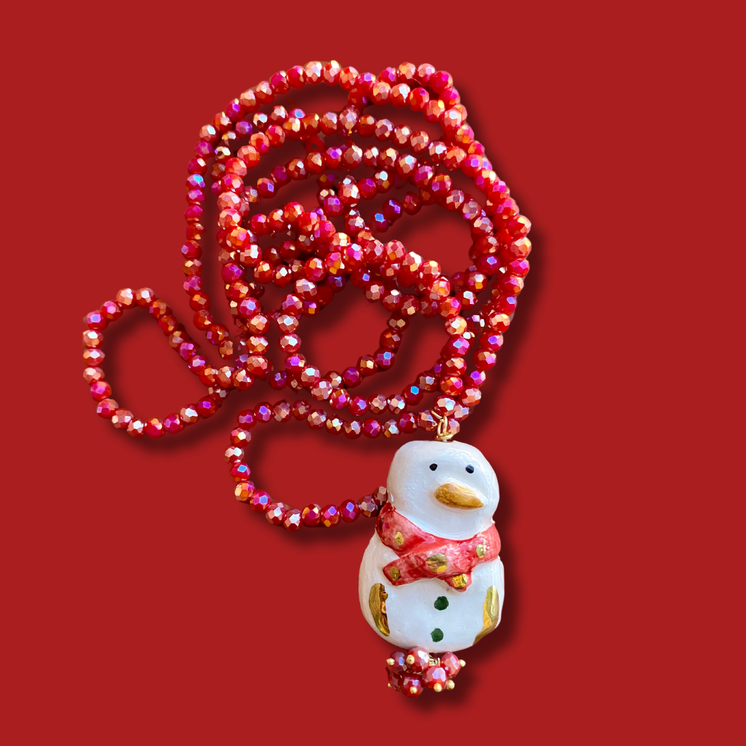 Collar snowman rojo